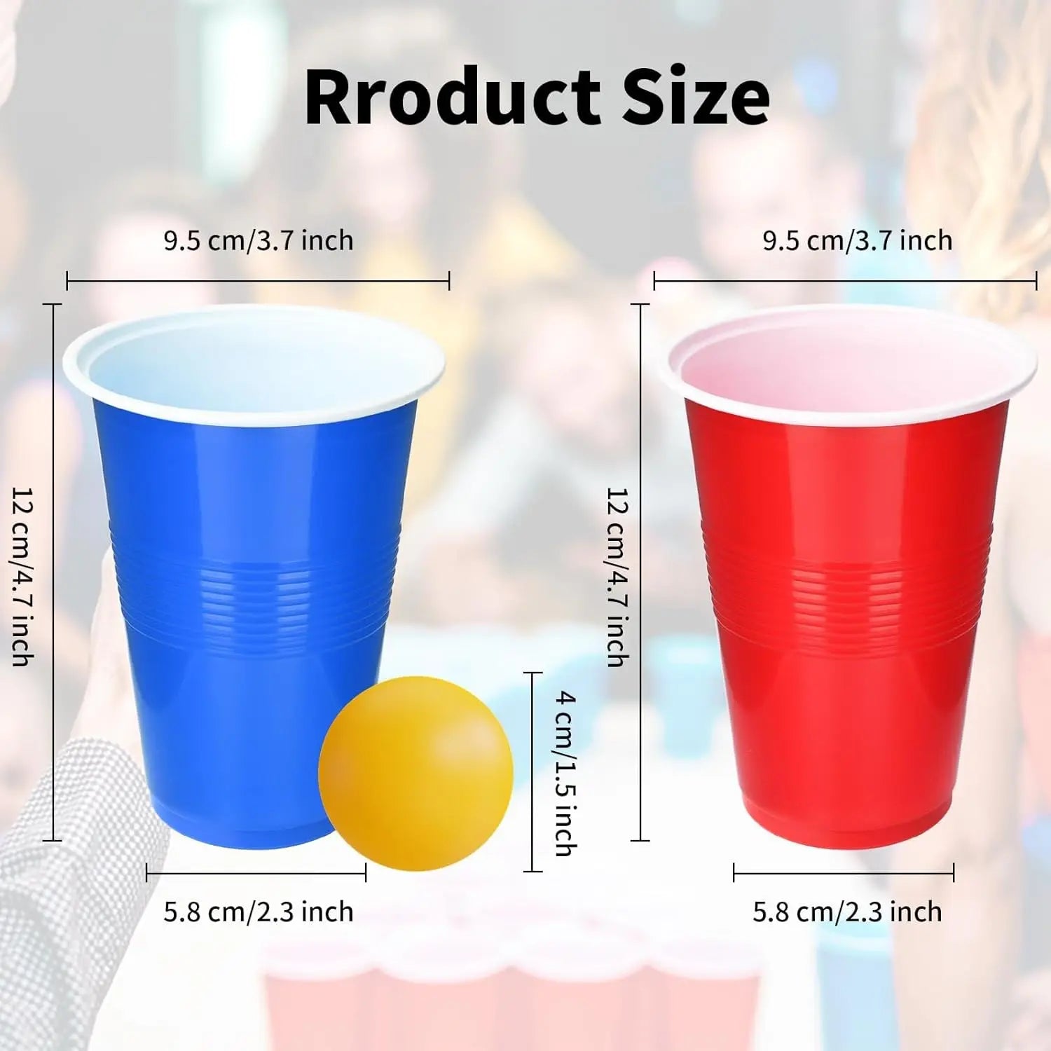 Cup Pong Game Set 22 Pcs 16 Oz Plastic Party Cups with 4 PCS Ping Pong Balls for Christmas New Year Gift  Gratuation Party
