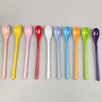7pcs Candy Color Plastic Long Handle Dessert Spoons Dinner Tea Spoon Tableware Flatware Stirring Coffee Kitchen Scoops Soup
