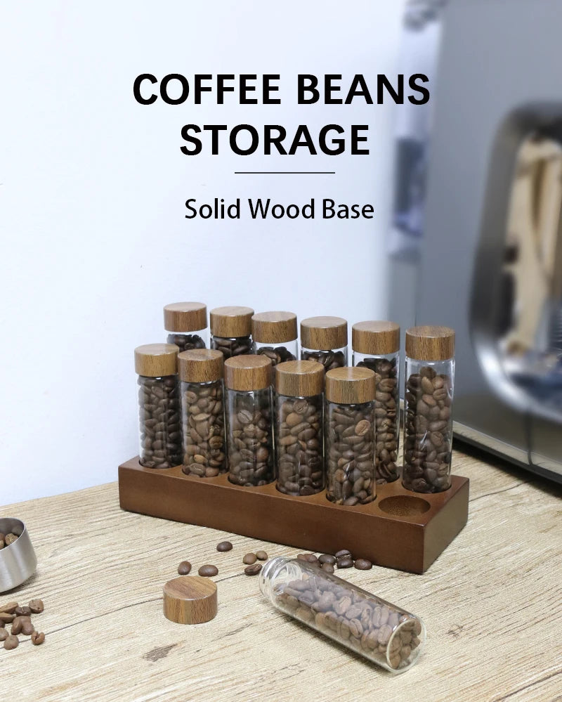 Coffee Beans Storage Container Tube Display Rack Tea Bottle Glass Single Dose Espresso Accessory Coffeware Set Barista Tool Gift