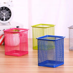 Multifunction Round/Square Mesh Pen Pot Multicolor Pen Holder Desk Tidy Stationery Organiser Pencil Storage Stationery Organiser