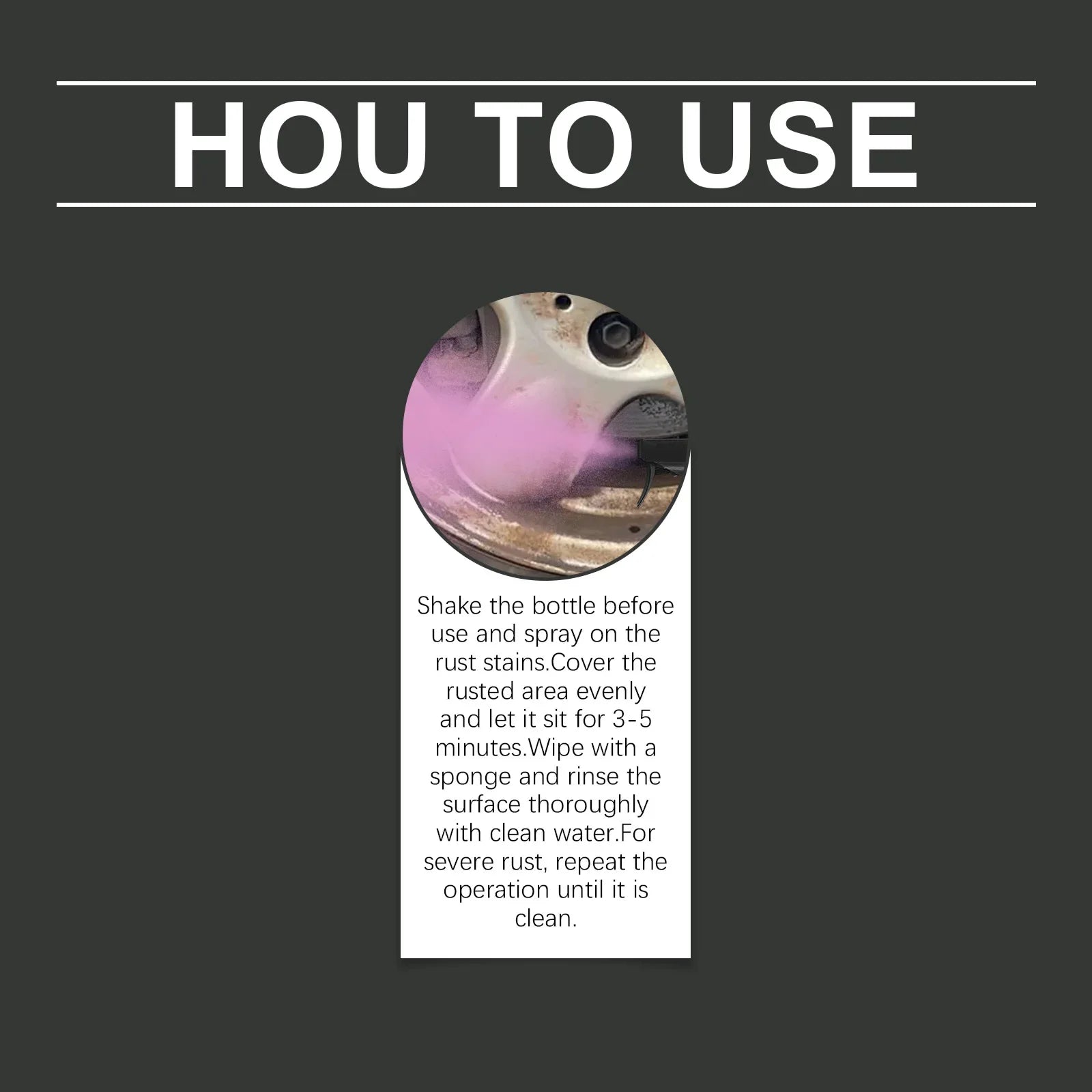 Car Quick-Care Rust Remover Spray, Car Exhaust Pipe Rust Remover, Car Wheel Rim Rust Remover, Metal Powder Cleaner