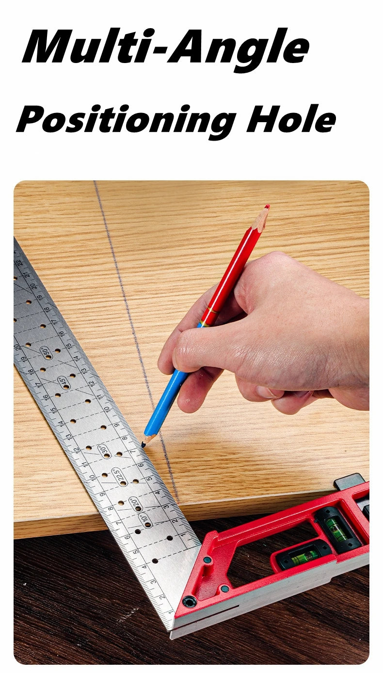 Quick-Positioning Angle Ruler Drawing Tool High-Precision L-Shaped Right Angle Ruler Stainless Steel Multi-Angle Measuring Ruler
