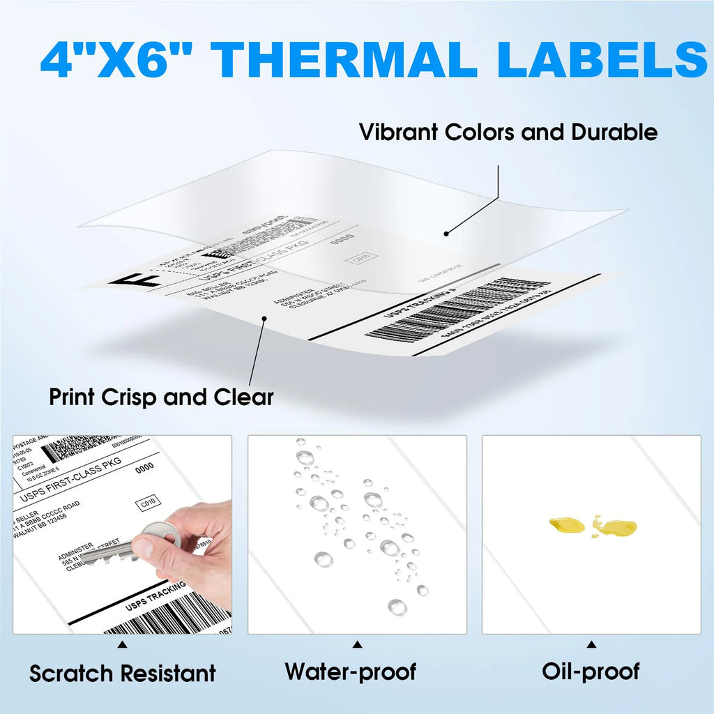 4X6 Thermal Labels Paper 100/500PCS Adhesive Stickers Shipping Labels For Desktop Thermal Printer DHL UPS Express LOGO Barcode