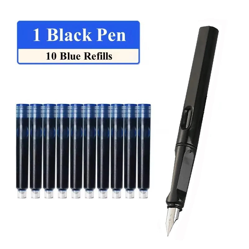 Fountain Pen Set Replaceable Ink Refill Calligraphy Multifunction Pens For Writing 0.38mm Office School Stationery Supplies