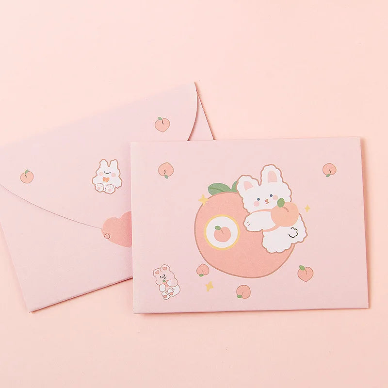 Bear Rabbit Blessing Thank Envelope Ins Cartoon Decoration Letter Paper 9 Styles Beautiful Cartoon Greeting Card New Year Gift