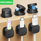 ROCOREN Magnetic Cable Organizer Self Adhesive Wire Holder Under Desk Adjustable Cable Management Wire Keeper Cable Holder Clips 6-30PCS