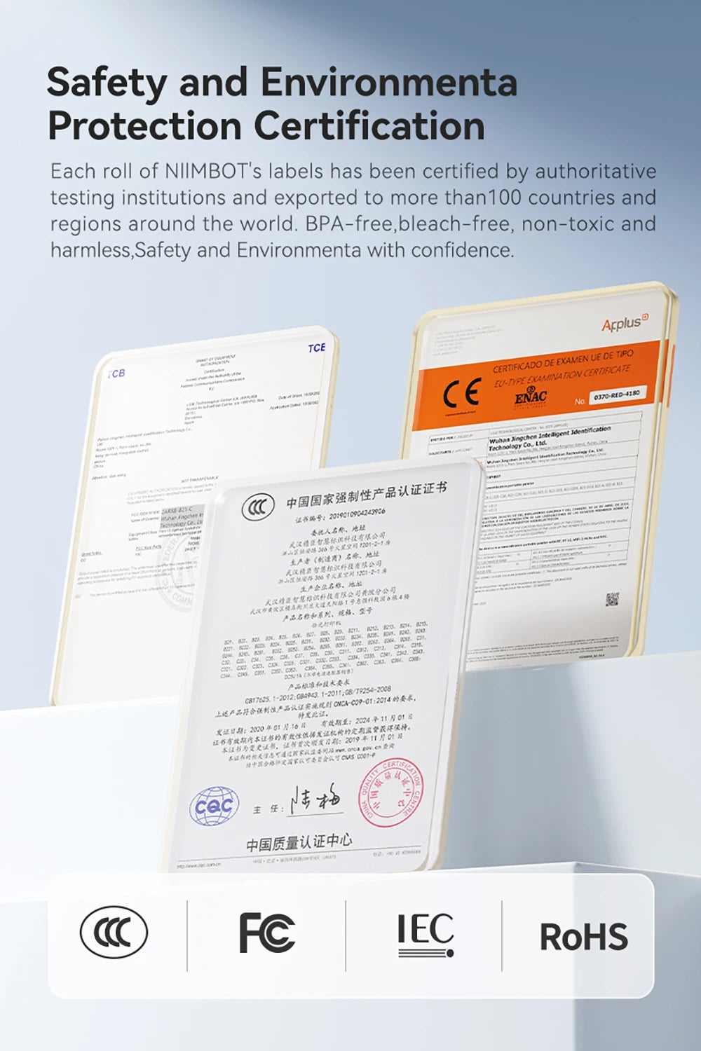 Portable Niimbot B1 Wireless Label Maker Adhesive Sticker Printer Labeling Machine DIY 20-50mm Labels for Office Home