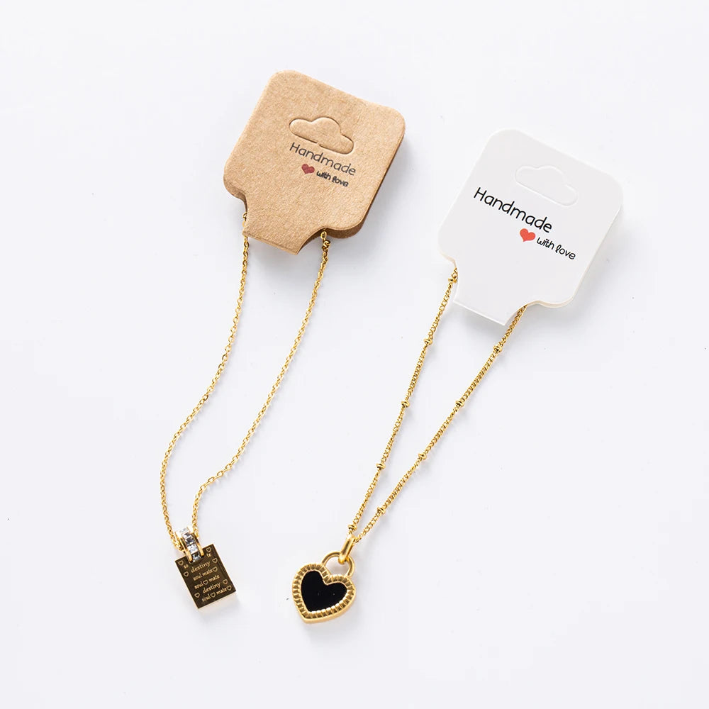 50Pcs Blank Necklace Bracelet Display Foldable Adhesive Price Tag Holder Cards Packaging For Jewelry Small Businesses Supplies