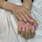 A pair of Malaysian latex material supper thin transparent shiny shiny male to female latex medium long gloves with nail service