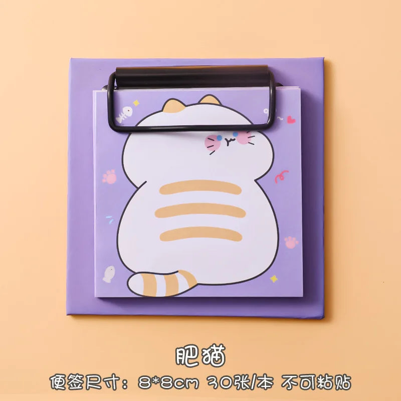 1pcs Cartoon Board Clip Sticky Note Book Student Ins Girl Memo Sticky Note Study Office Non-sticky Message Paper