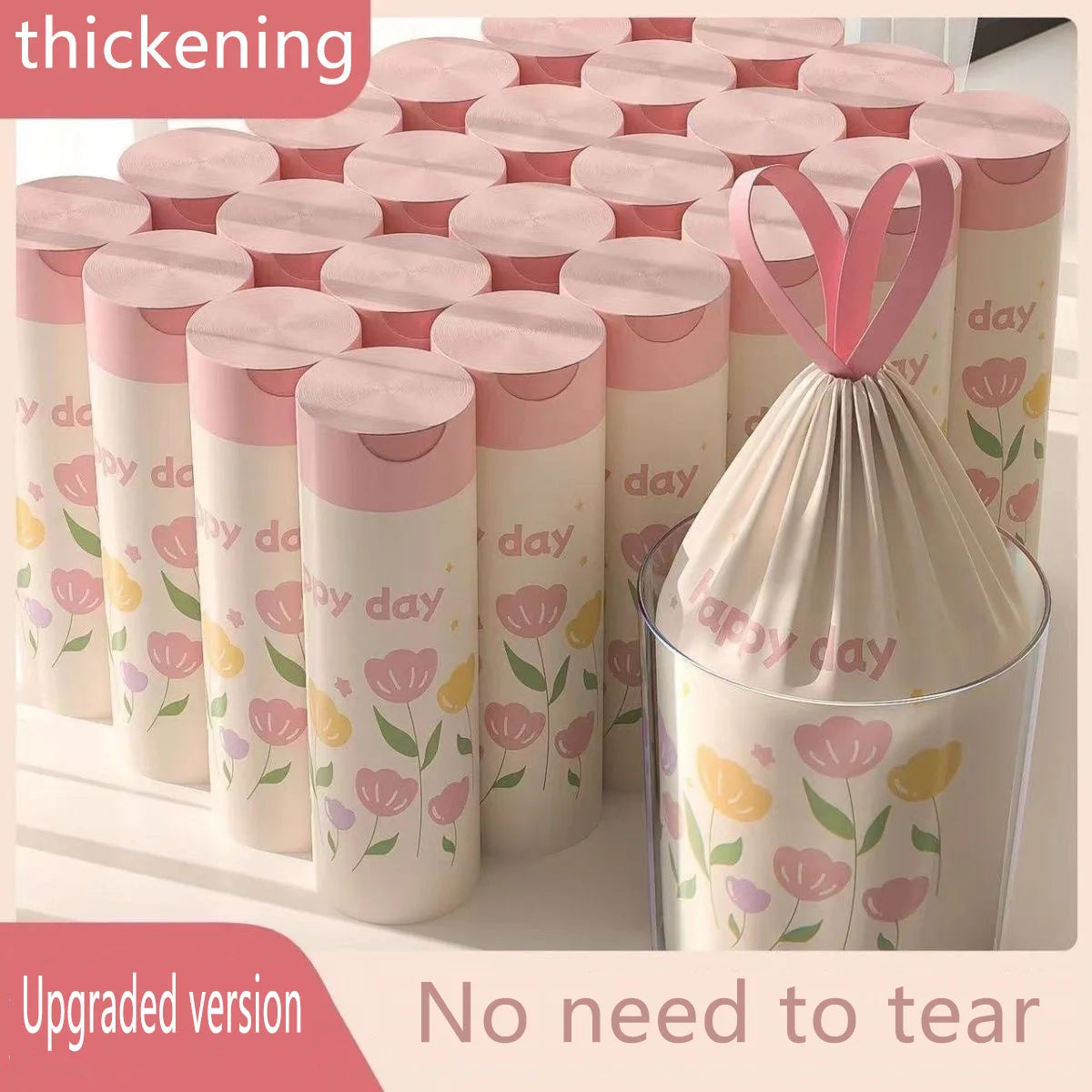 Lavender Trash Bags 100 Pack Thickened Lavender Scented Drawstring Trash Bags High-Density Polyethylene Large Size Multipurpose