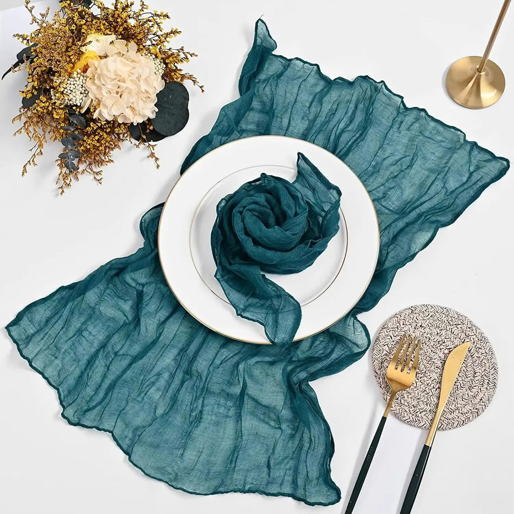 12 PCS Gauze Table Napkins 20x20 Inch Soft Cheesecloth Wrinkled Dinner Napkins for Weddings Party Reception Anniversary