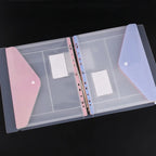 11-hole Loose-leaf File Bag, Transparent 3-hole Folder+6pcs Binder Pockets Document Pouch for Office and School Supply
