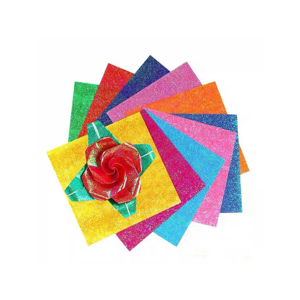 15*15cm Colorful Glitter Origami Kids Handmade Materials DIY Scrapbooking Folding Craft Paper Square Star Pattern Craft Decor