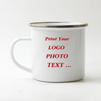 Customized Enamel Mug Print with LOGO Photo and Text, Office Water Cups, Personalize Name, Breakfast Milk Tea Coffee Cup, 350ml