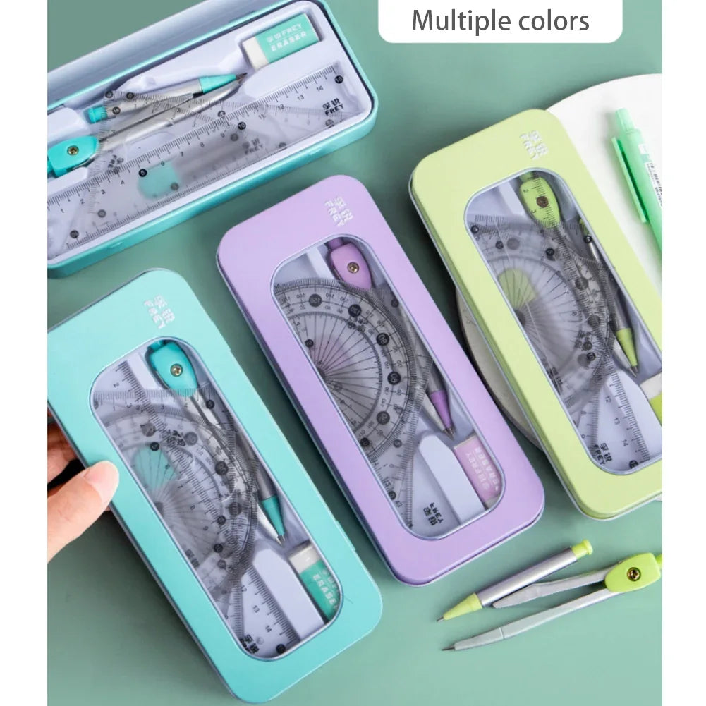 Compass Set Ruler Measurement Set Learning Professional Multifunctional Drawing Tool Set Ruler and Ruler Eight-pcs Set