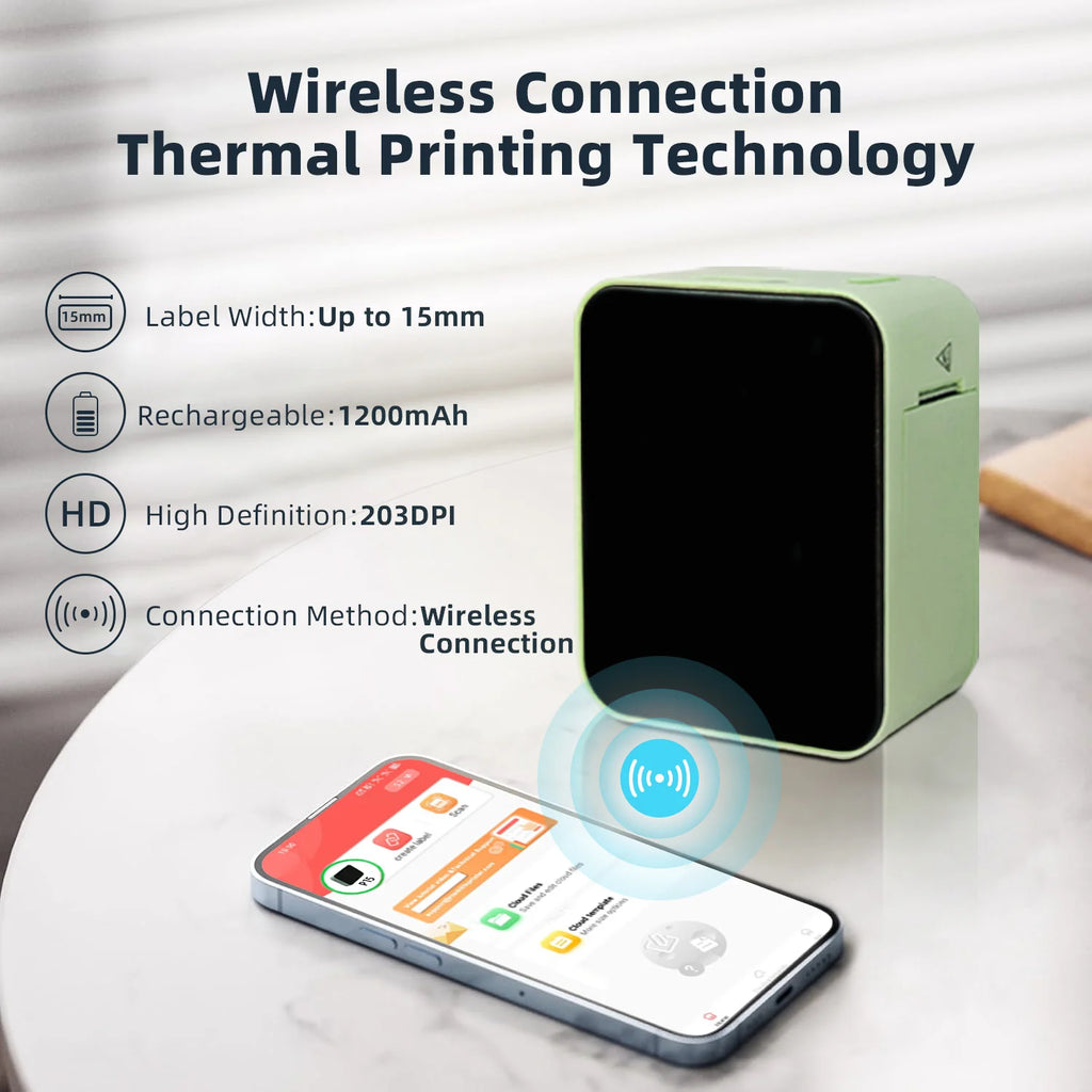 MarkLife P15 Thermal Label Printer Mini Portable Wireless Bluetooth-compatible Labeling Sticker Machine for Home Office