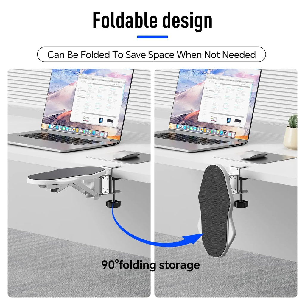 Foldable Ergonomic Computer Desk Arm Rest Pad Wrist Rest Support For Keyboard Armrest Extender Rotating Mouse Pad Holder Rack
