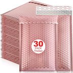 Holographic Pink Bubble Mailers Self Seal Padded Envelopes Waterproof Shipping Bags for Small Business
