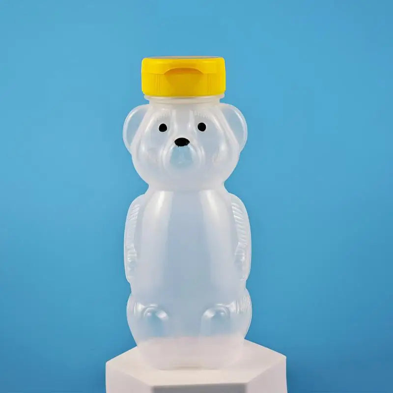 Cute Bear Shaped Bottle Plastic Drink Container Cartoon Honey Bear Straw Cup with Flexible Straws for Milk Juice Honey Storage