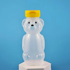 Cute Bear Shaped Bottle Plastic Drink Container Cartoon Honey Bear Straw Cup with Flexible Straws for Milk Juice Honey Storage
