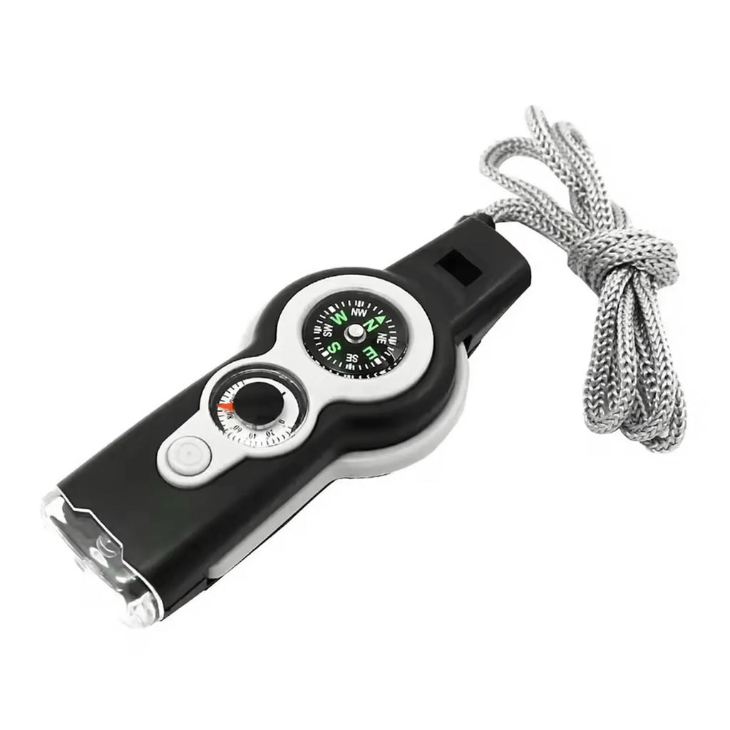 Emergency Survival Whistle 7 In 1 With LED Light Compass And Thermometer Outdoor Emergency Kit For Hiking Camping Compass Tool