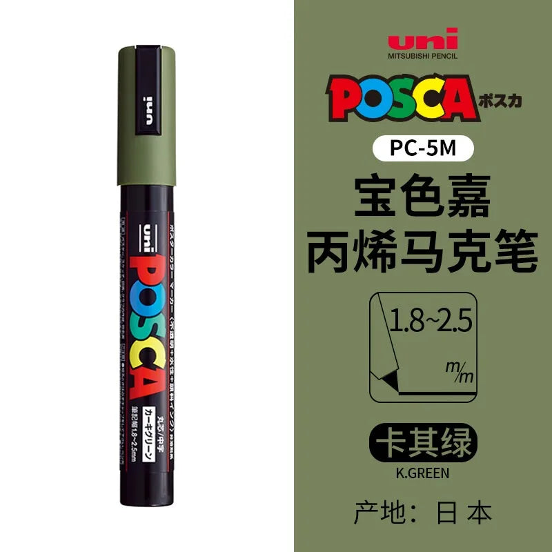 uni POSCA POP Water-Based Marker,Assorted Colors PC-1M/3M/5M 0.7~2.5mm Tips Professional Acrylic Paint Pen for Artists&Designers