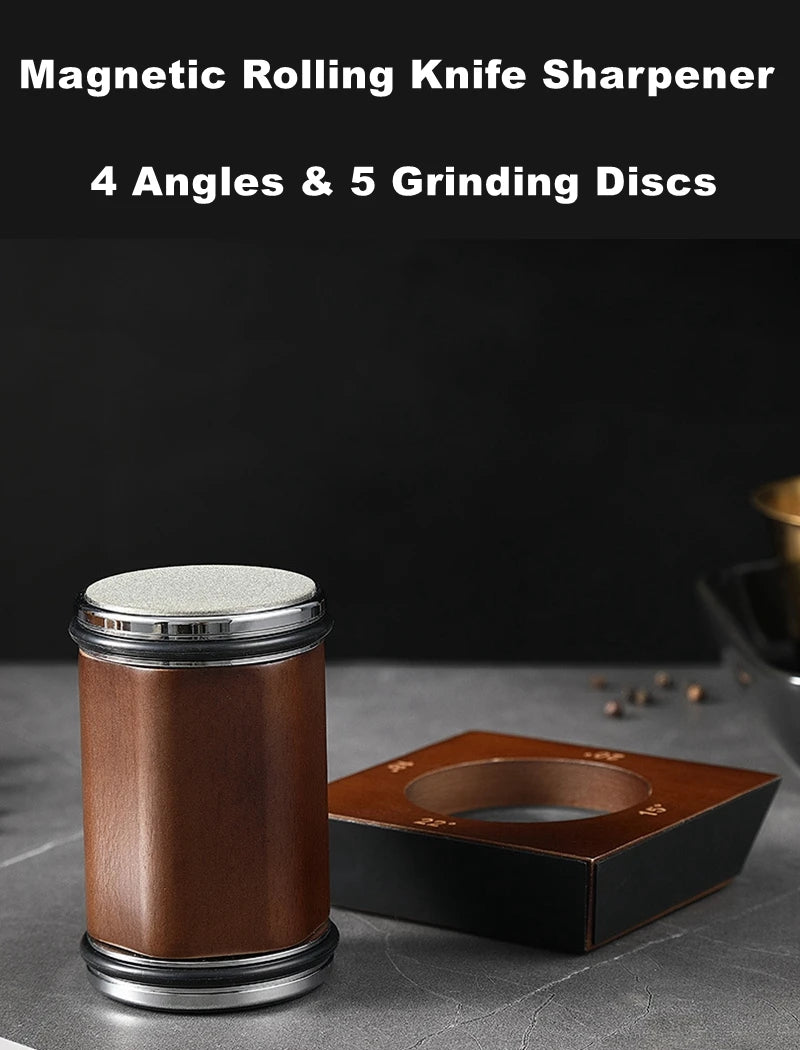 Magnetic Rolling Knife Sharpener 4 Angles Base 5 Types Grinding Discs EVA Protection Gift Box