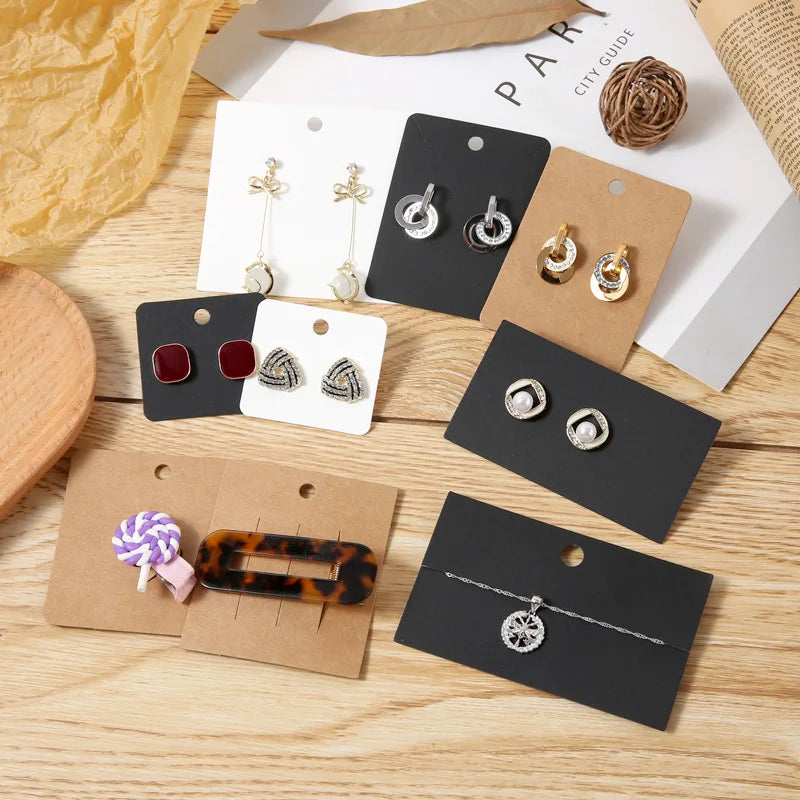 50pcs 6*6cm Necklace Bracelets Packing Cards Kraft Paper Cards for DIY Jewelry Display Cards Retail Price Tags Cardboard Holder
