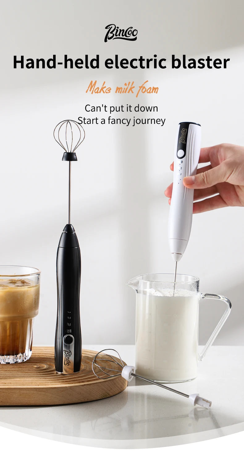 Bincoo-Electric Coffee Milk Maker, Handheld Household Mixer, Adjustable Double-Headed Gear