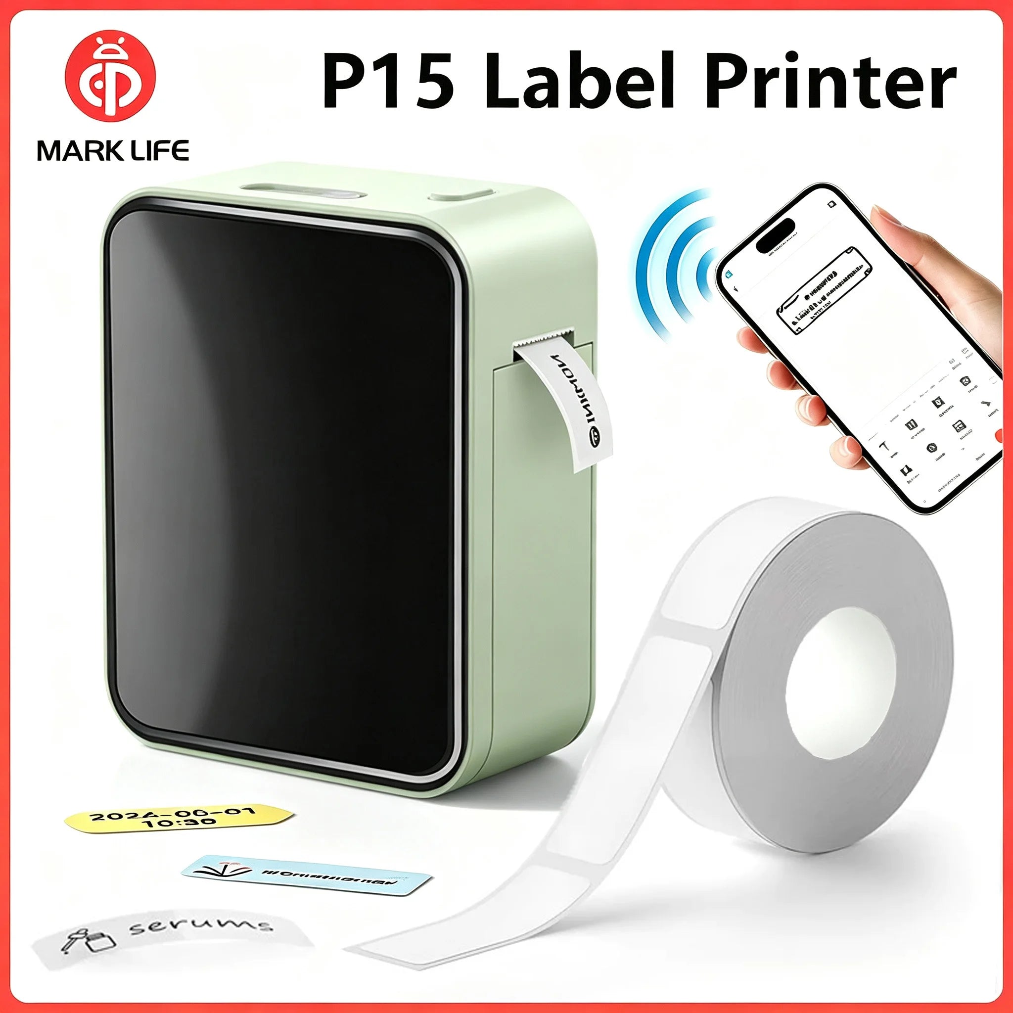 Marklife P15 Label Printer Portable Thermal Printer Inkless Mini Sticker Maker With Adhesive Label Printer With Adhesive Label Printer For Price Tags Noink As D11/D110/Q30 Print