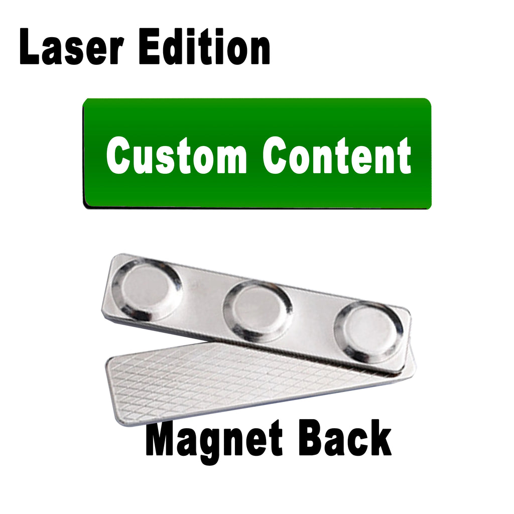 Stainless Steel Custom Name Tag with Pin Clip - Engraved Personalized Work Badge Business Identification Metal ID Name Plate