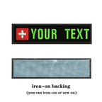 Swiss Flag Switzerland 10X2.5cm Embroidery Custom Name Text Patch Stripes Badge Iron On Or  Patches