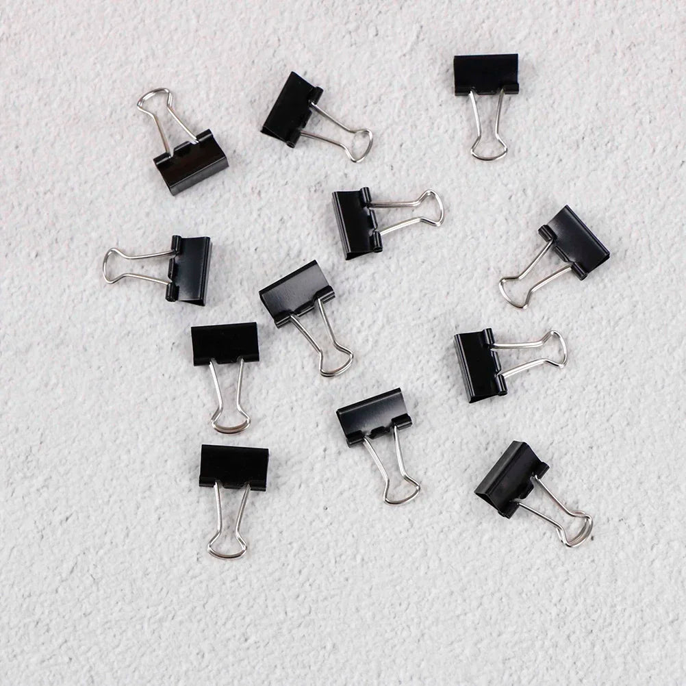 10-20pcs Paper Clip 19/25mm Foldback Metal Binder Clips Black Grip Clamps Office School Stationery Paper Document Clips
