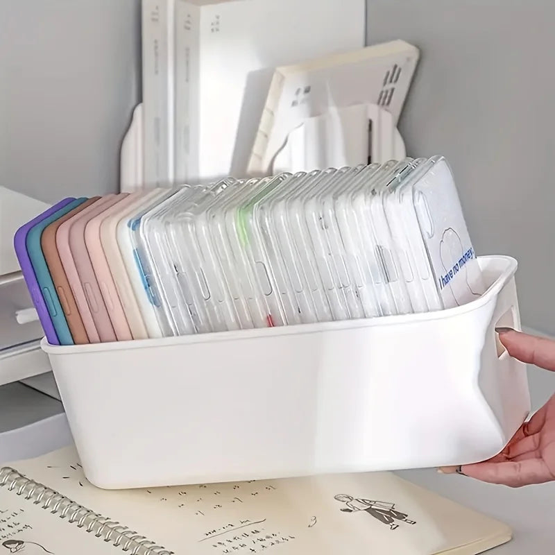 4pcs White Plastic Storage Boxes - Suitable for Drawer, Shelf, Wardrobe,Office, Bedside - Store Phone Cases,Socks- Space-Saving