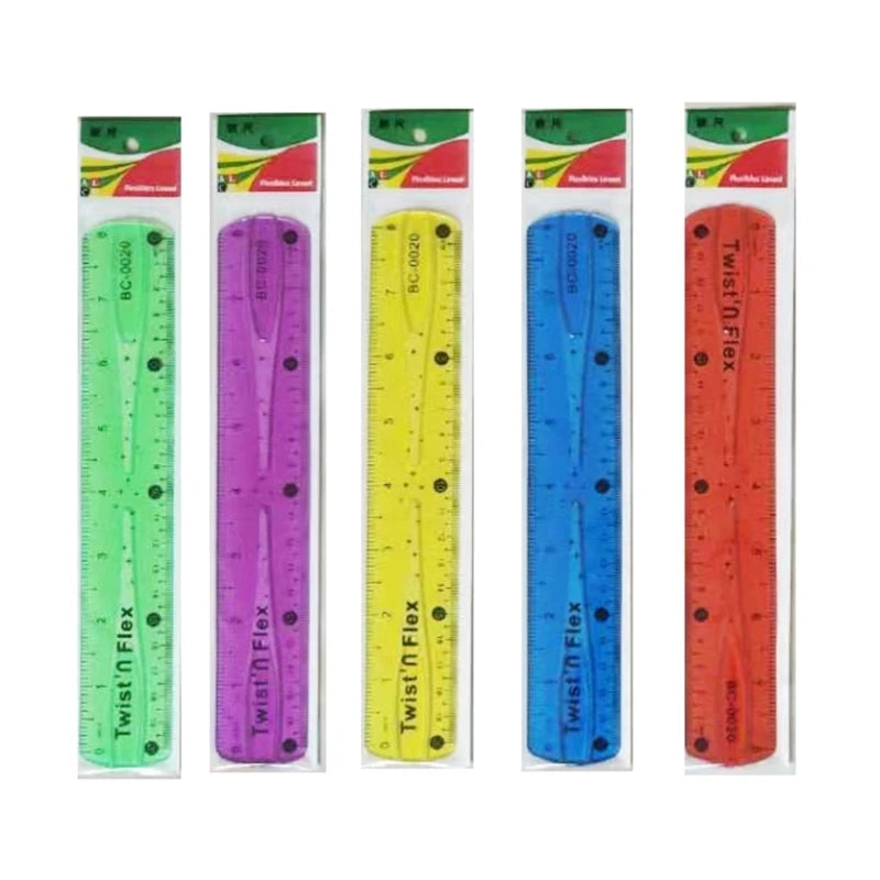 2Pcs Color Flexible Rulers Soft Bendable Plastic Rulers Duals Scale Bendable Flexible Rubber Rulers Clear Straight Ruler