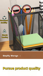 Desk Stationery Organizer Creative Metal Pen Holder Pencil File Storage Rack 7 Grid Storage Box Divided Container Office Access