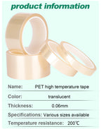 Transparent PET High-Temperature Silicone Tape Heat-Resistant Insulation Packaging Circuit Board Fixing Cable Heat Sealing
