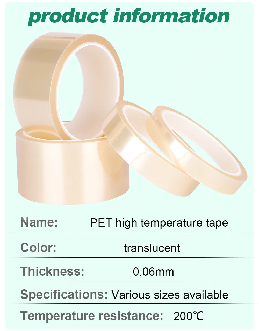 Transparent PET High-Temperature Silicone Tape Heat-Resistant Insulation Packaging Circuit Board Fixing Cable Heat Sealing