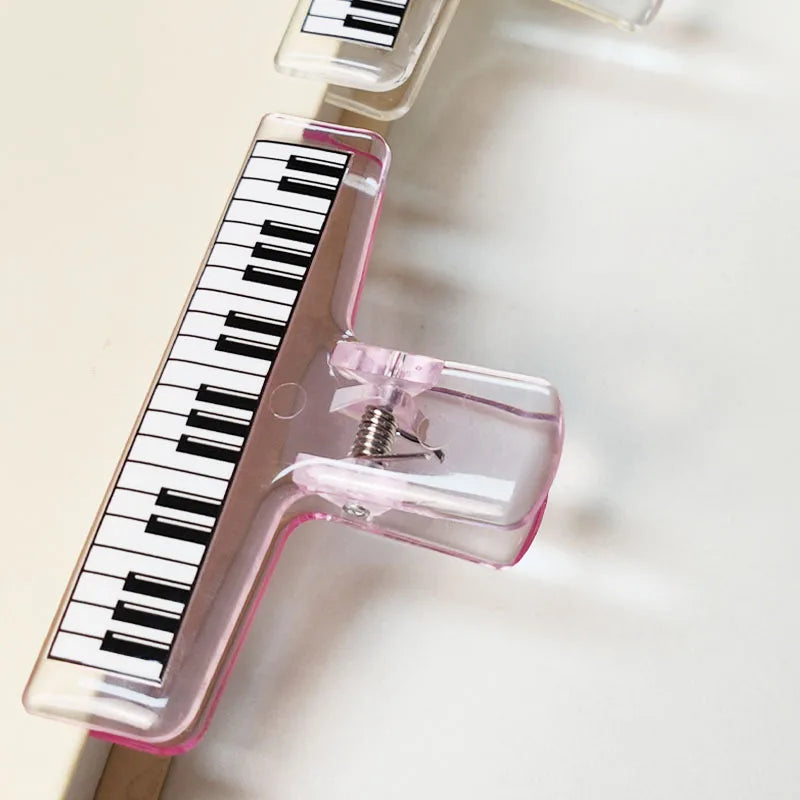 1Pc Music Style Piano Pattern Transparent Acrylic Clip Piano Score Fixed Binder Clamp Office Folder Student Test Paper Organizer
