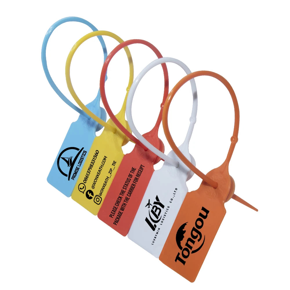 100Pcs Custom Logo Disposable Plastic Security Seals Personalized Hang Tags for Clothing Shoes 180mm