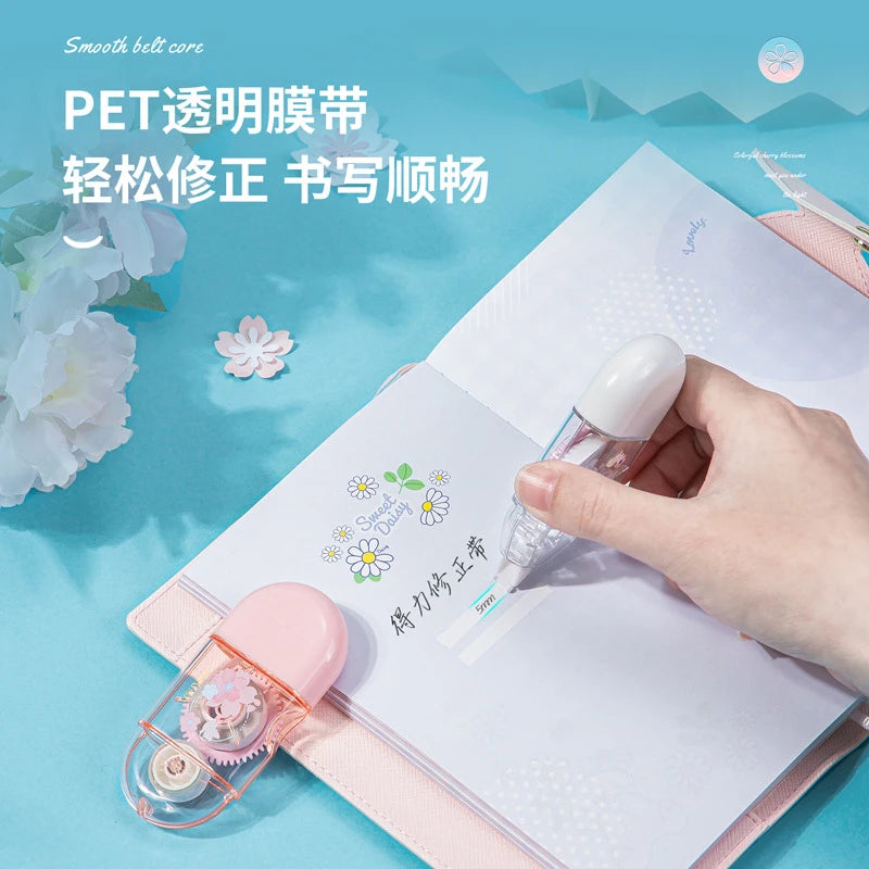 1Pcs School Supplies Sakura Correction Tape Cute Small Portable Small Fresh Students with Large Capacity kawaii Correction Tape