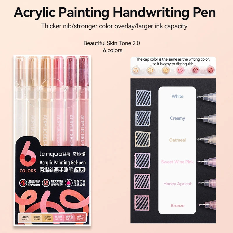 Languo 90 Colors Painting Acrylic Gel Pens Large Capacity Ink Pen for Drawing Diary Diy Coloring Doodling Painting Art Supplies