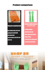 58cm Dish Washing Household Scrubbe Repeatable Kitchen Tool Waterproof Acid and Alkali Resistant Long Natural Latex Gloves