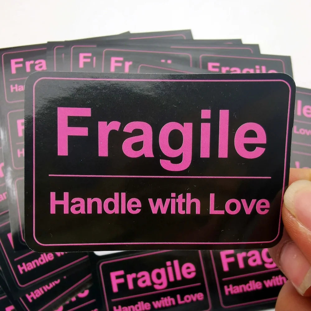 60 Pcs Black Pink 2" x 3" Fragile Stickers for Shipping and Moving "Please Handle with Care " Warning Stickers Fragile Labels