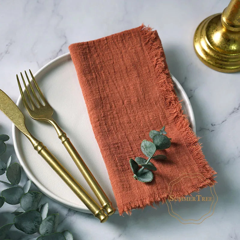 Napkin 41x41cm Cotton Cloth Gauze Retro Burr Rustic Kitchen Towel Dining Place Mat Wedding Party Dinner Mariage Table Decoration