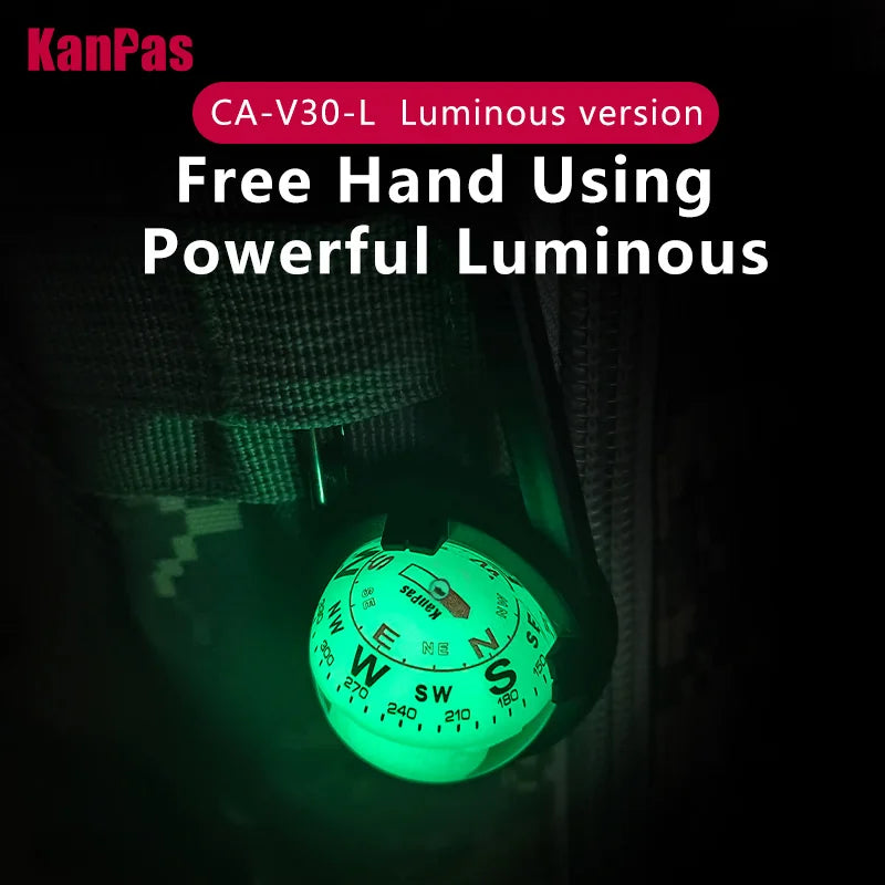 KANPAS Carabiner Compass Ball,Innovative Dual Dial Outdoor Compass,Waterproof Lightweight Backpacking Luminous Compass CA-V30(L)