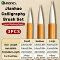 Marie's 3 pcs Jianhao Chinese Calligraphy Brush Set, Traditional Writing Watercolor Brush Ink Pen Kit for Small Regular Script,