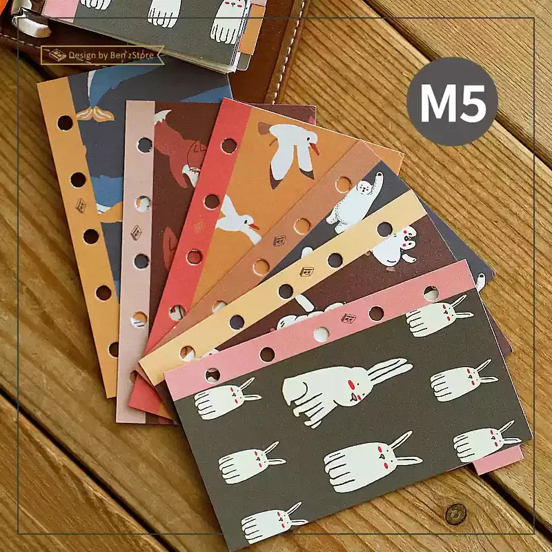 Retro Bookmarks Index Pages 6pcs A5/A6/A7/M5 6-Holes Binder Index Divider Cartoon Multicolor Loose-Leaf Notebook Classification