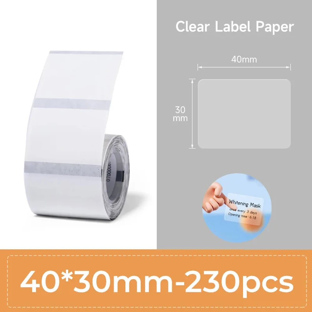 Original Niimbot B21/B3S/B1/B203 Colorful White Transparent Label Sticker  Self-adhesive Waterproof  Price Tag Thermal Paper